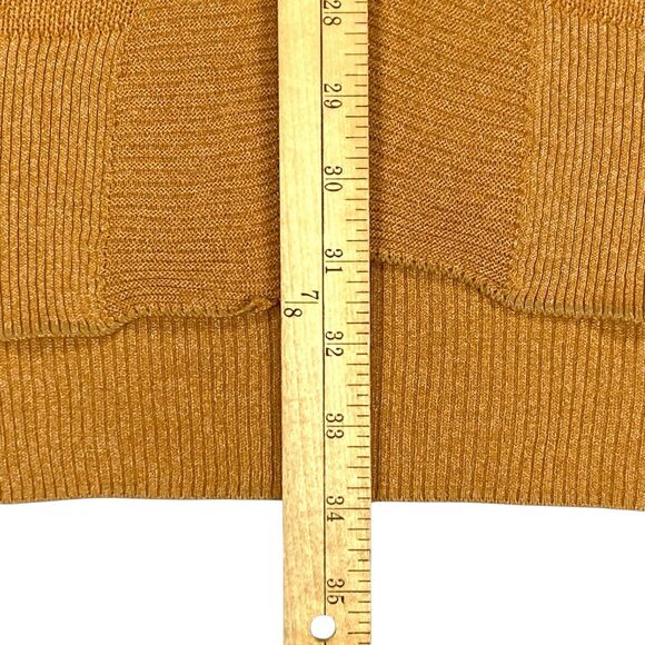 Massimo Dutti Open Knit Cardigan Womens M Gold Brown Lightweight Preppy Sweater - Picture 10 of 15